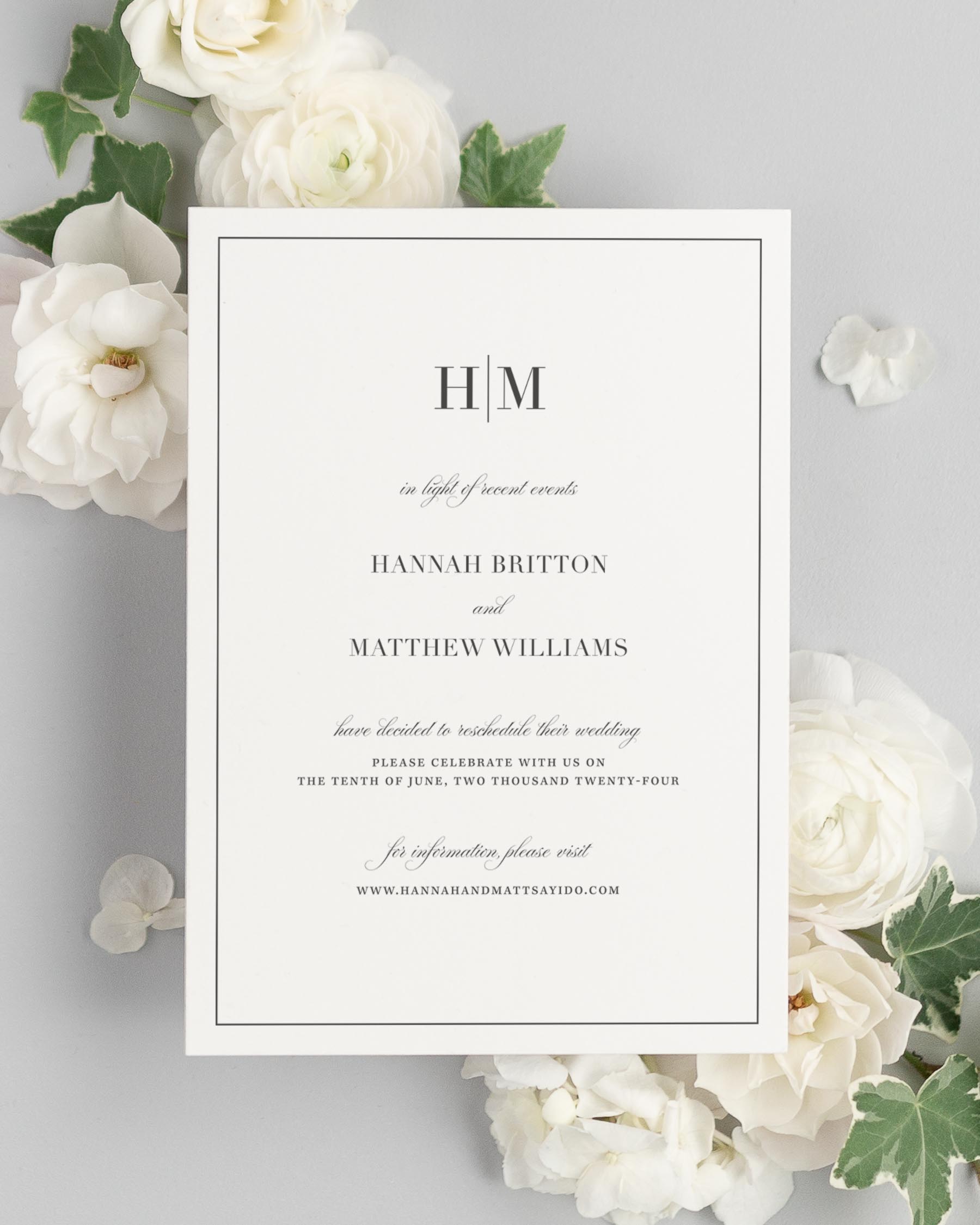 Glam Monogram Postponement Announcements