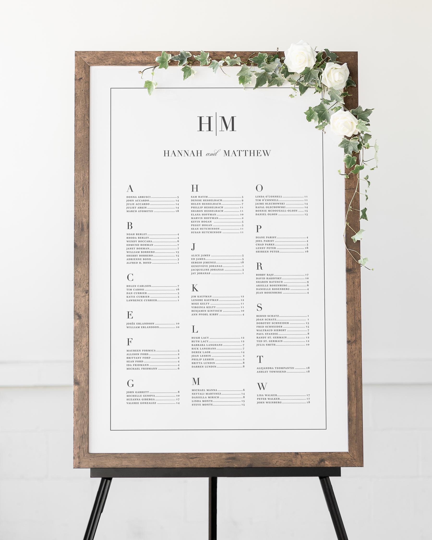 Glam Monogram Seating Charts
