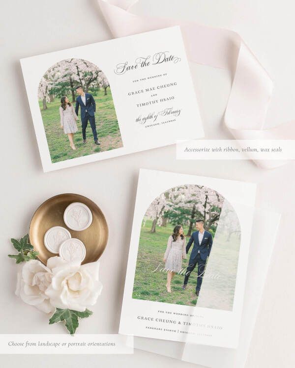 Grace Photo Save the Date with Silk Ribbon