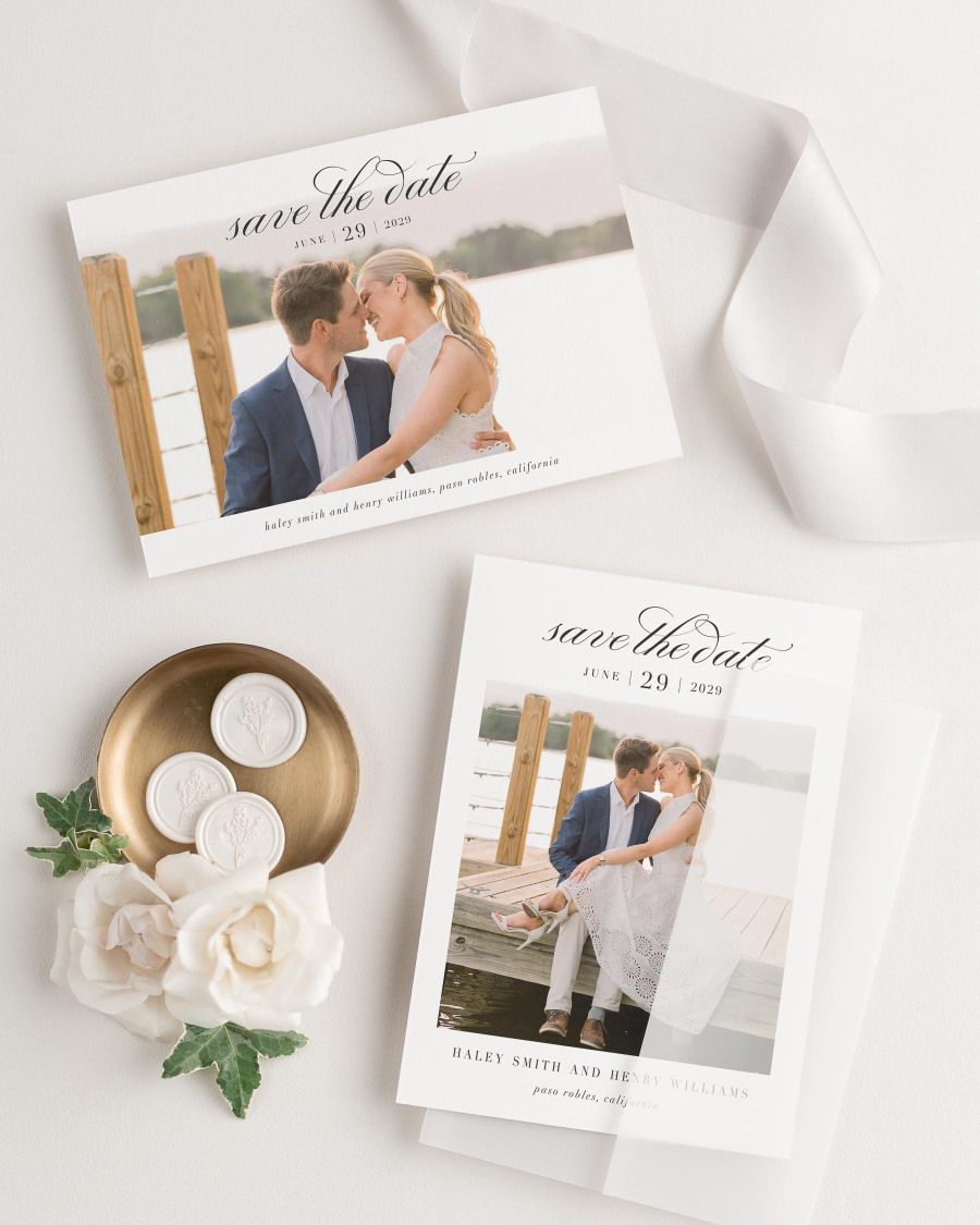 Haley Photo Save the Date with Silk Ribbon