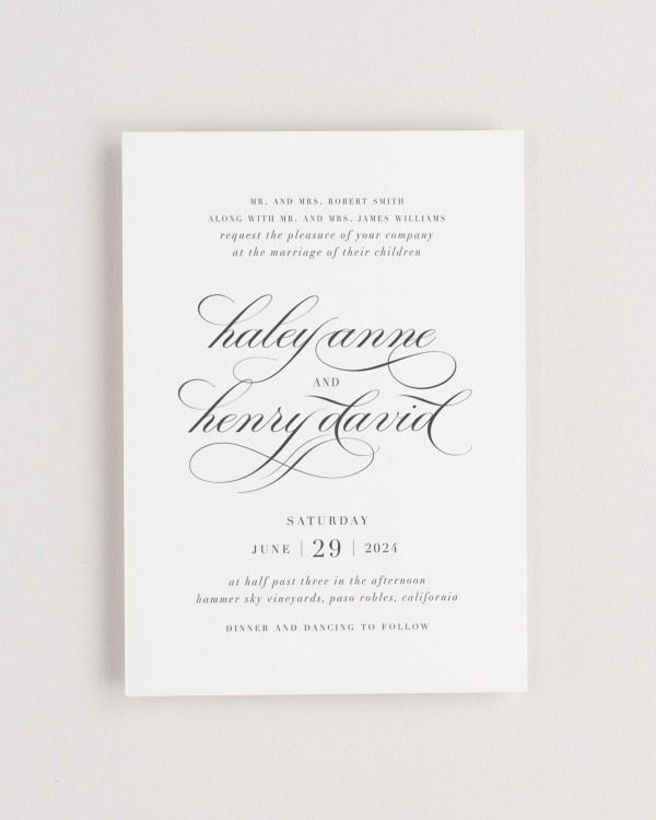 Simple close-up of Haley invitation.
