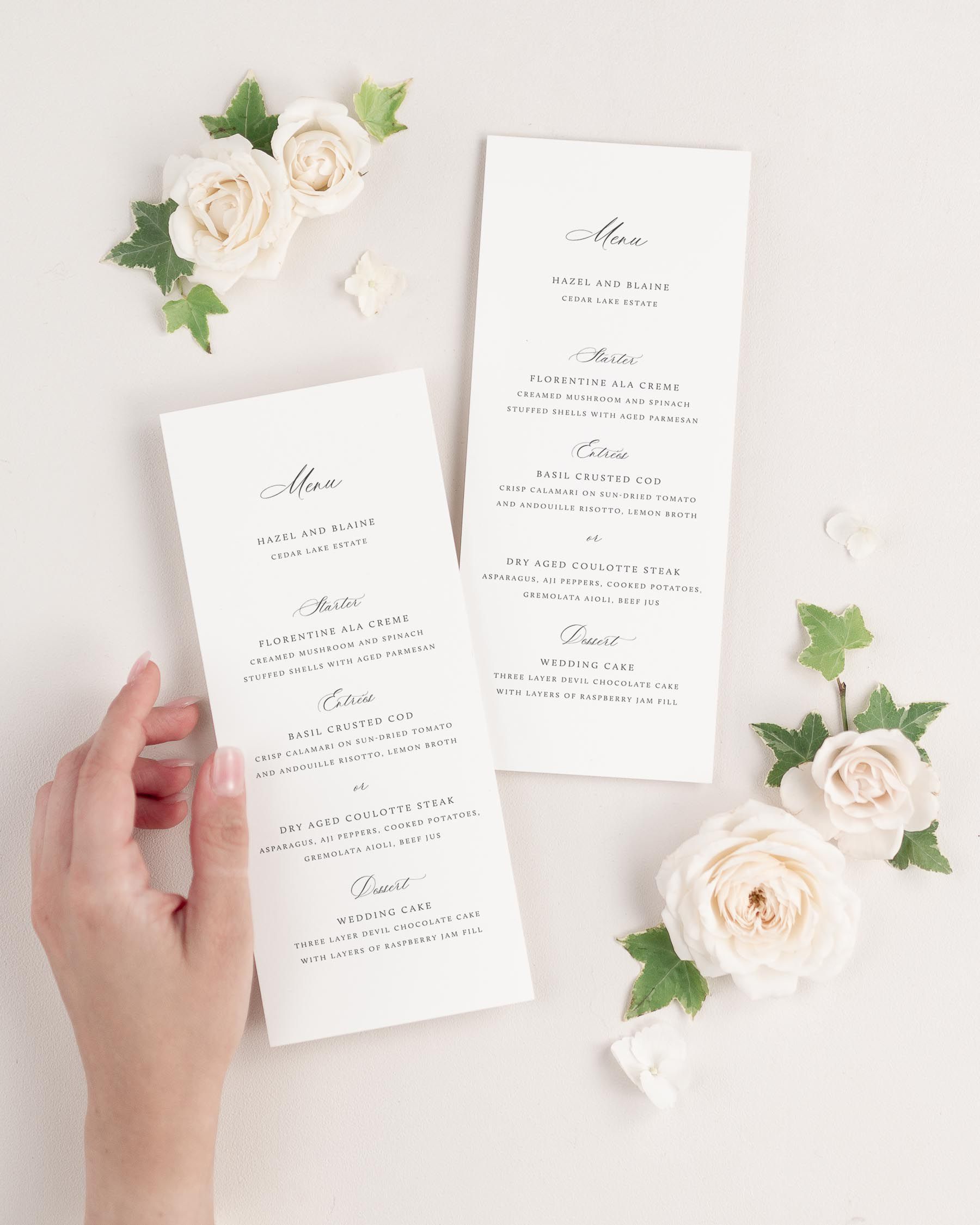 Hazel Wedding Menus, image size:1800x2250