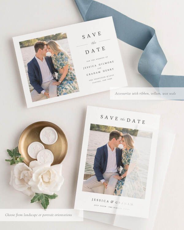 Jessica Photo Save the Date with Silk Ribbon