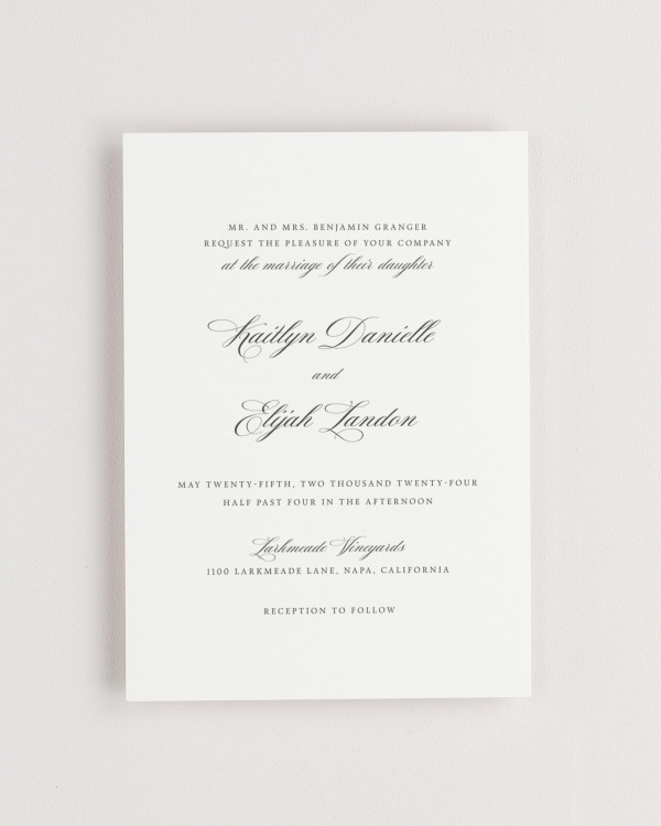 Simple close-up of Kaitlyn invitation.