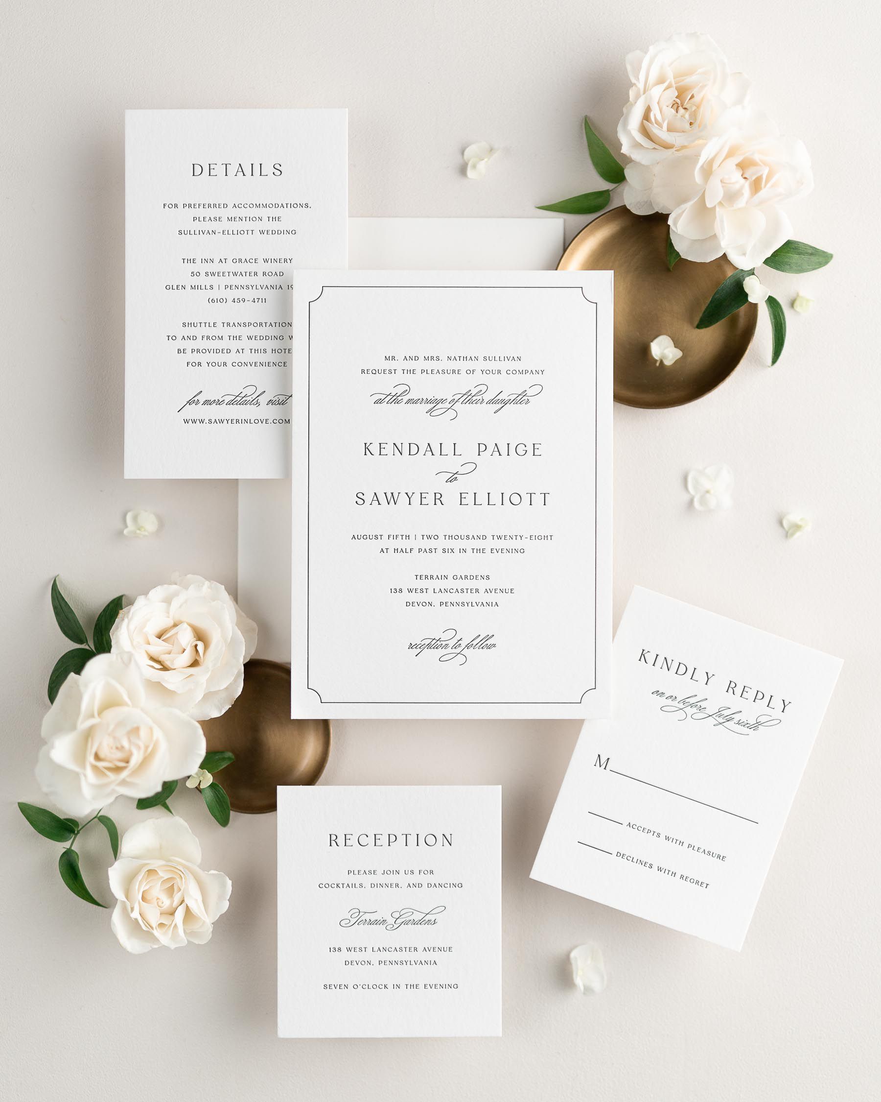 Kendall Letterpress Wedding Invitations