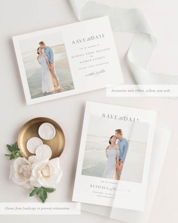 Kendall Photo Save the Date with Silk Ribbon