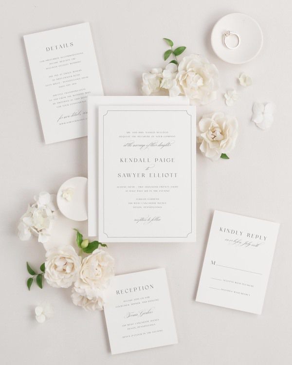 Kendall wedding invitations flat lay