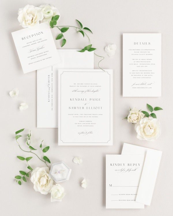 Kendall wedding invitations flat lay
