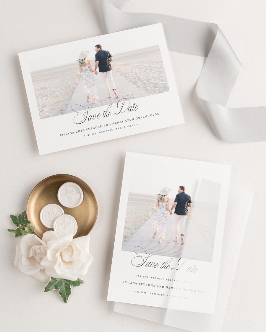 Liliana Photo Save the Date with Silk Ribbon