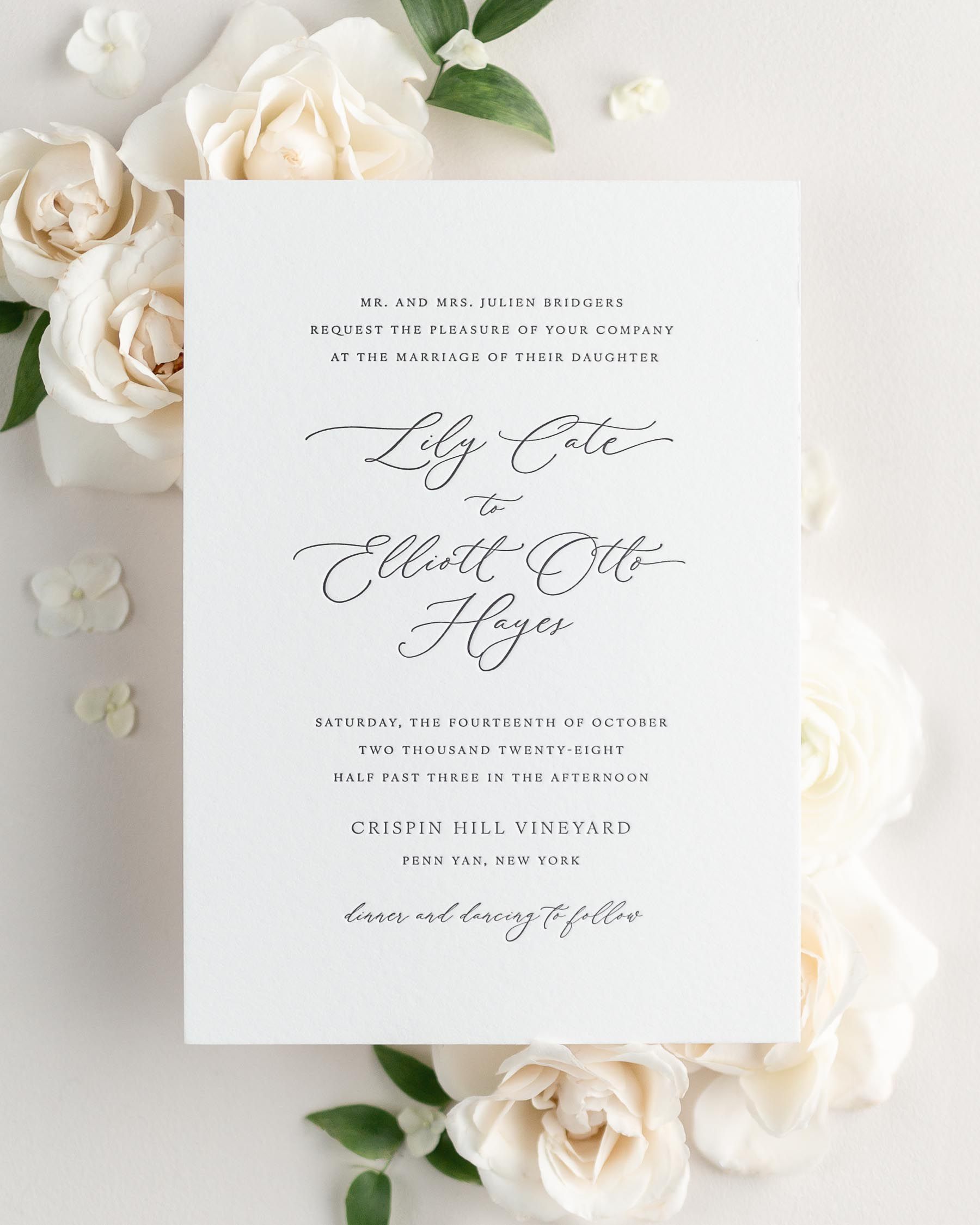 Lily Letterpress Wedding Invitations