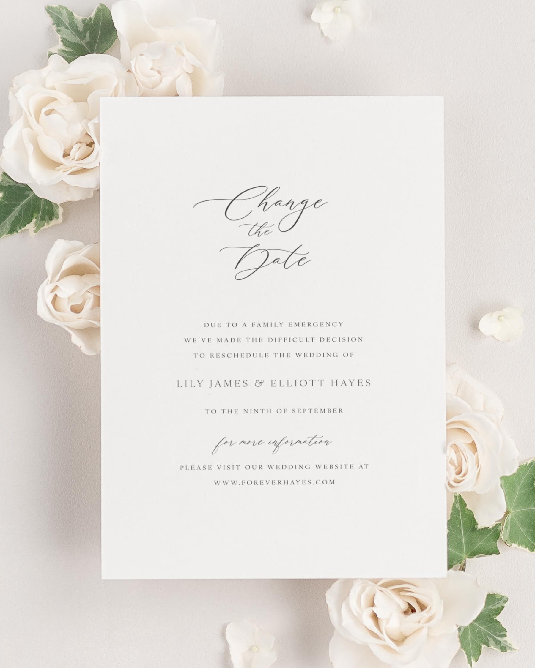 Lily Wedding Postponement Announcements