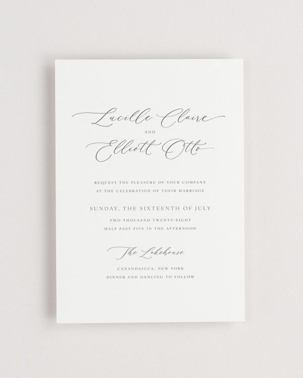 Simple close-up of Lucille invitation.