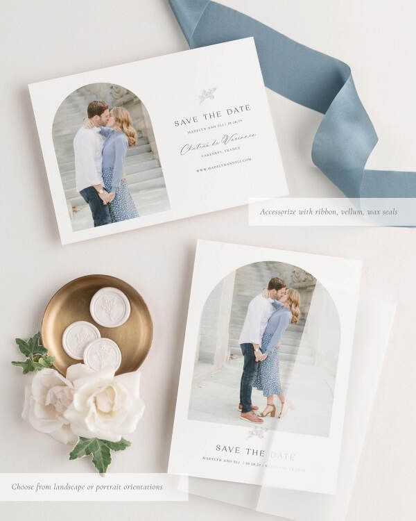 Madelyn Photo Save the Date with Silk Ribbon