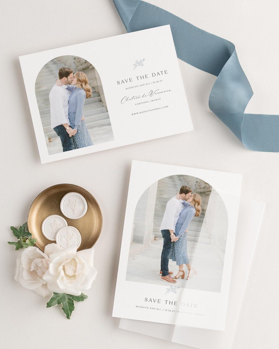 Madelyn Photo Save the Date with Silk Ribbon