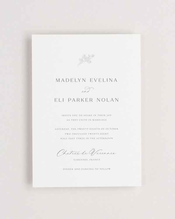 Simple close-up of Madelyn invitation.
