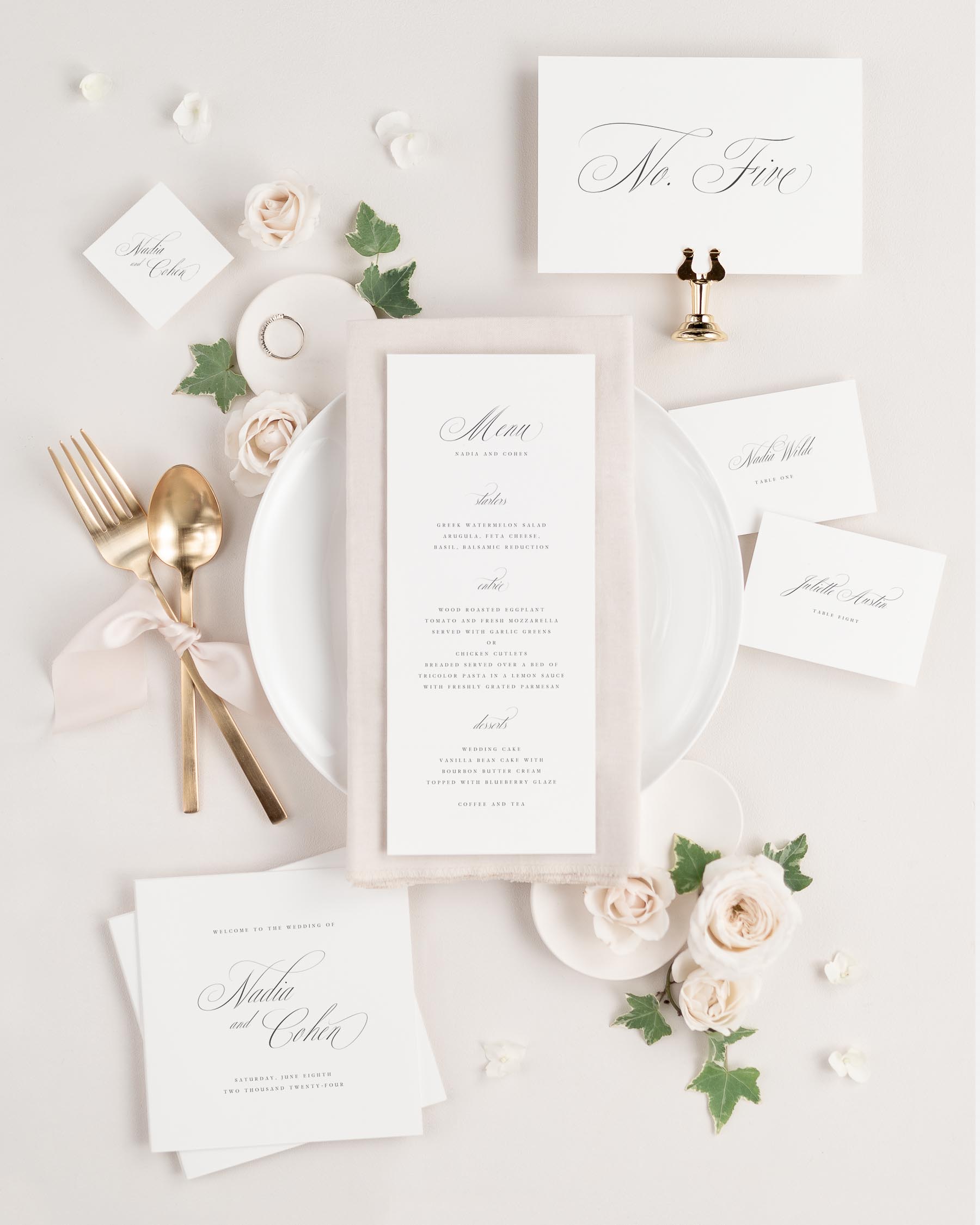 Multiple accessories matching our Nadia design