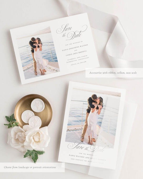 Nadia Photo Save the Date with Silk Ribbon