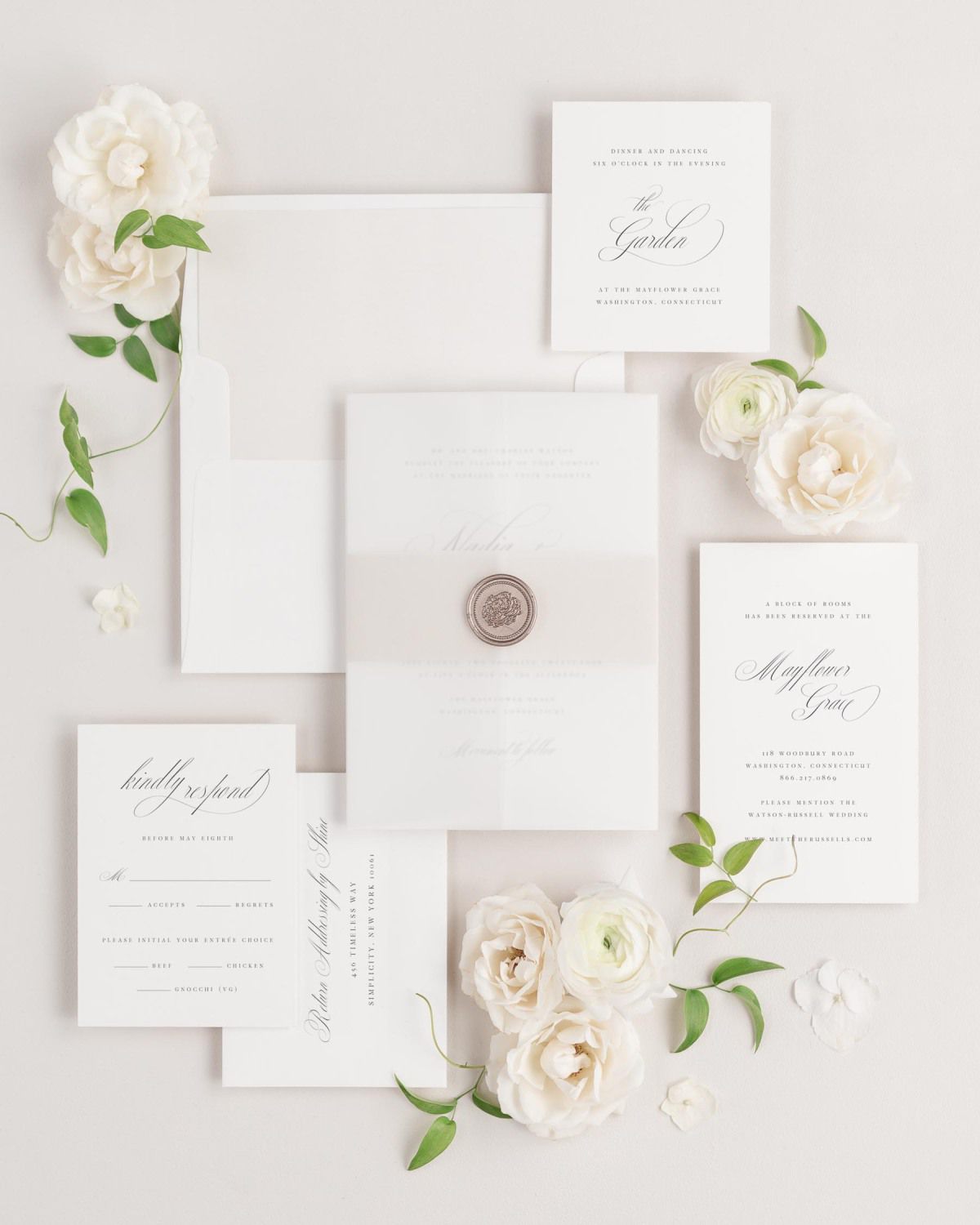 Nadia wedding invitations flay lay
