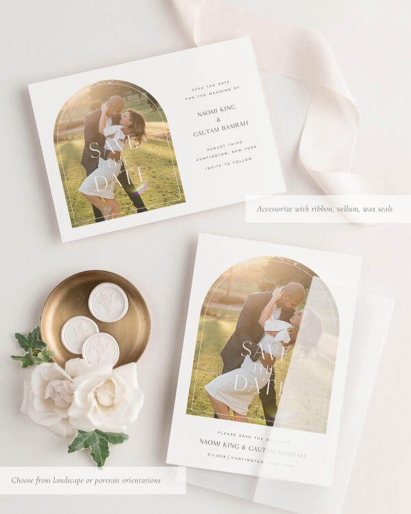 Naomi Photo Save the Date with Silk Ribbon