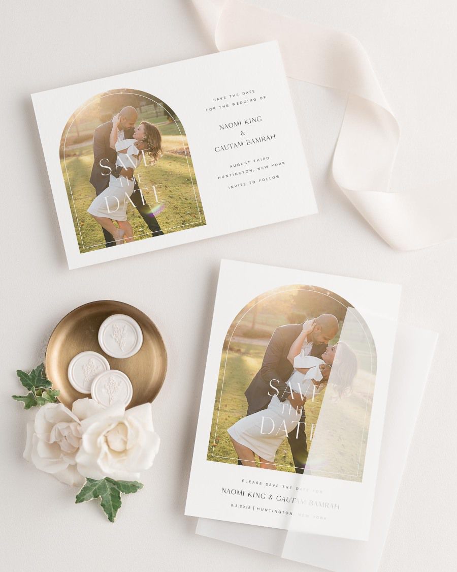 Naomi Photo Save the Date with Silk Ribbon