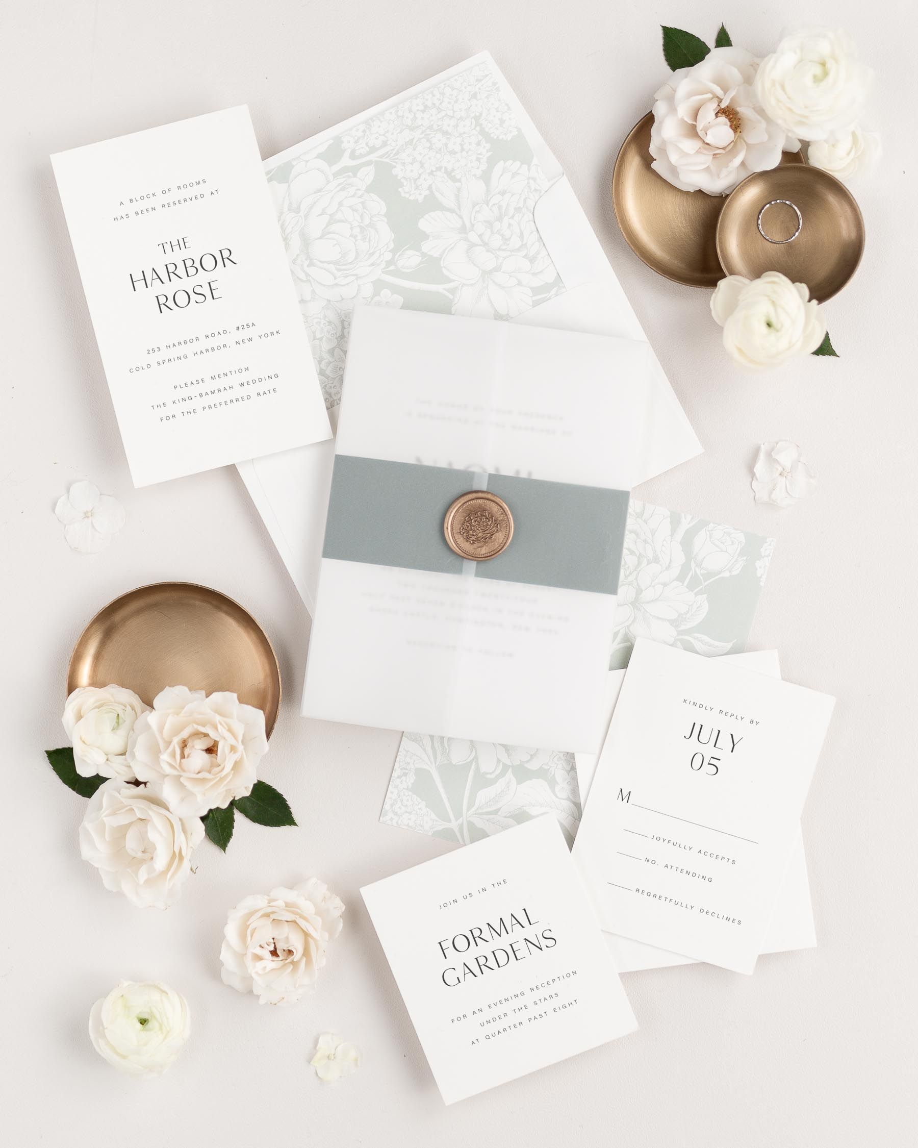 Simple Modern Wedding Invitations in Green Shine Wedding Invitations