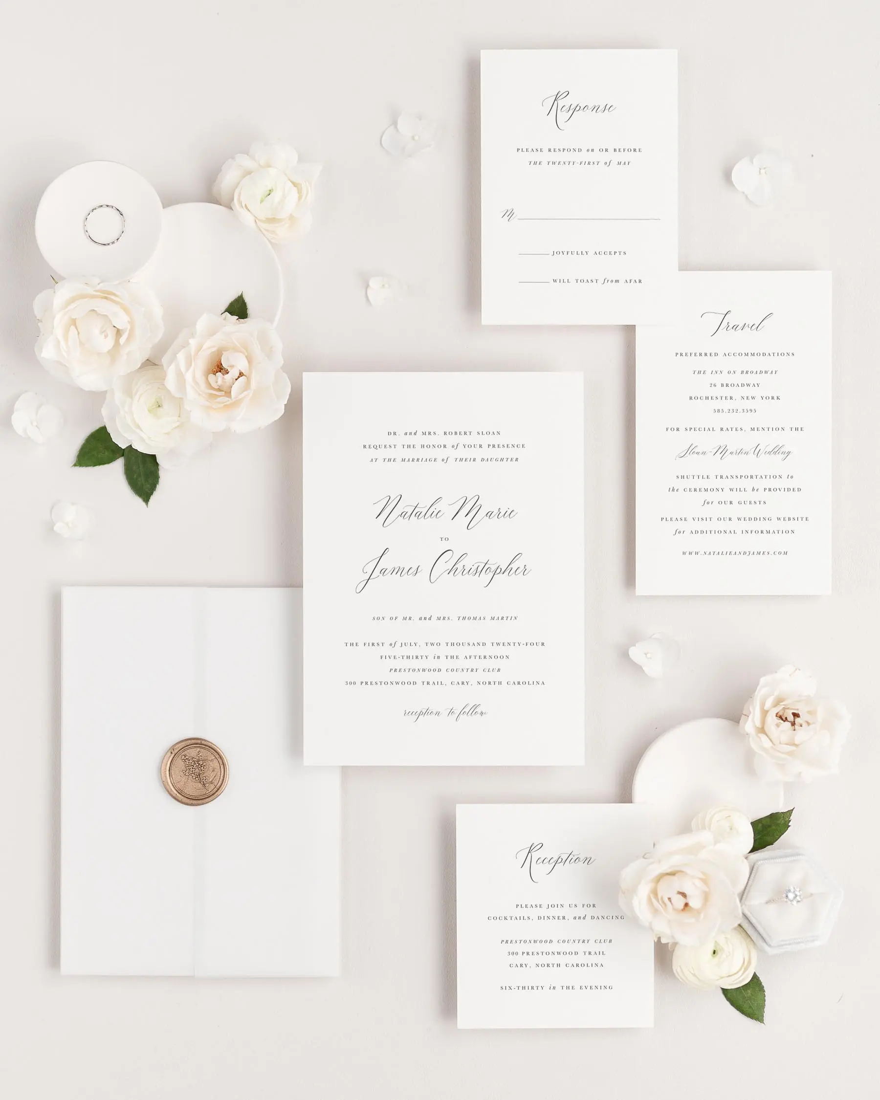 Natalie Wedding Invitations with RSVP and Enclosure Cards