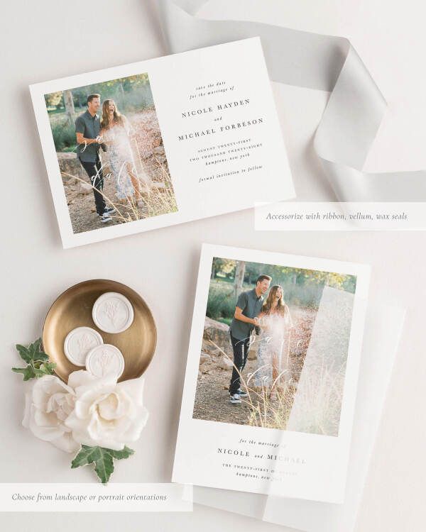 Nicole Photo Save the Date with Silk Ribbon