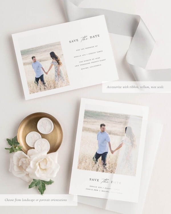 Noelle Photo Save the Date with Silk Ribbon