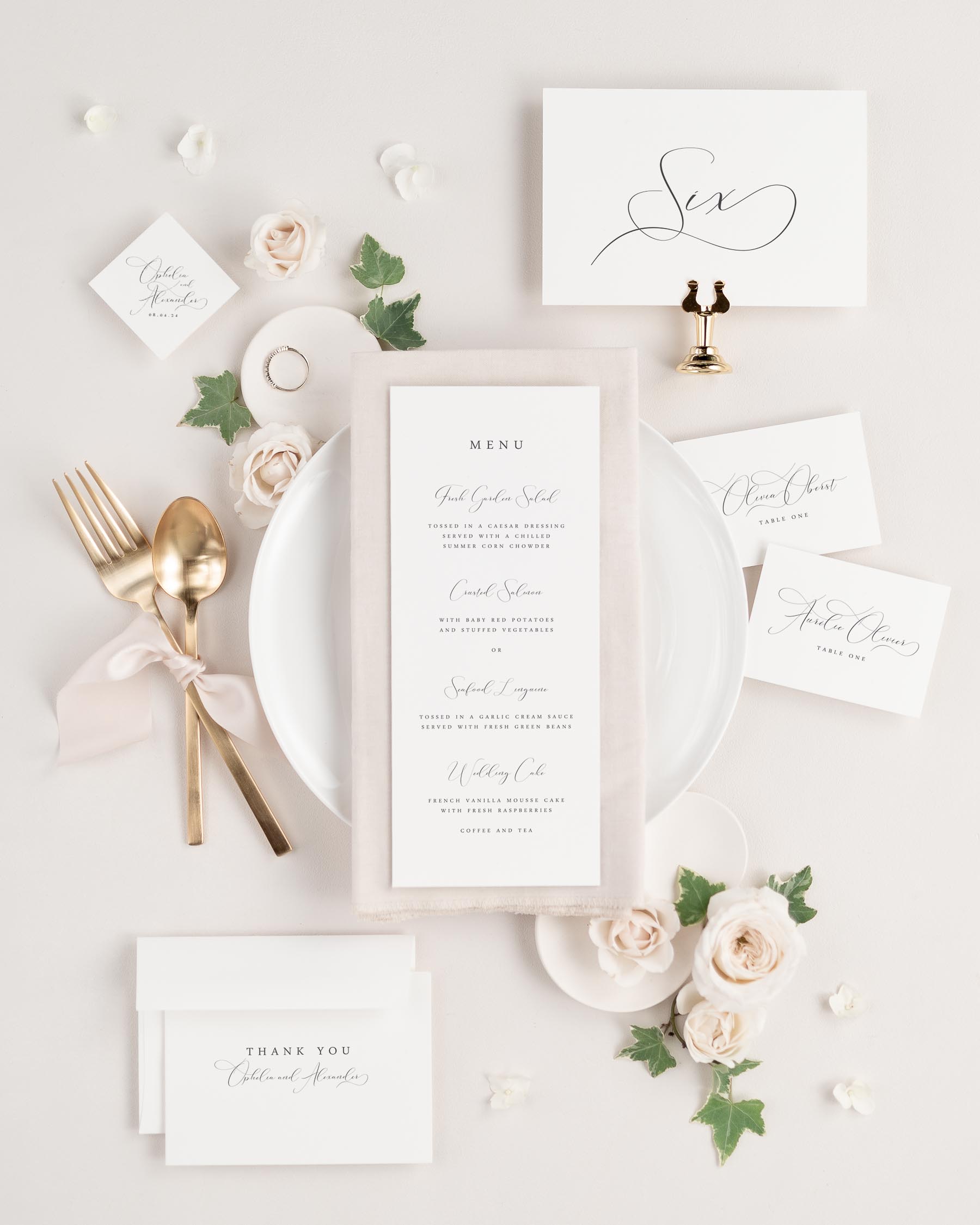 Multiple accessories matching our Ophelia design