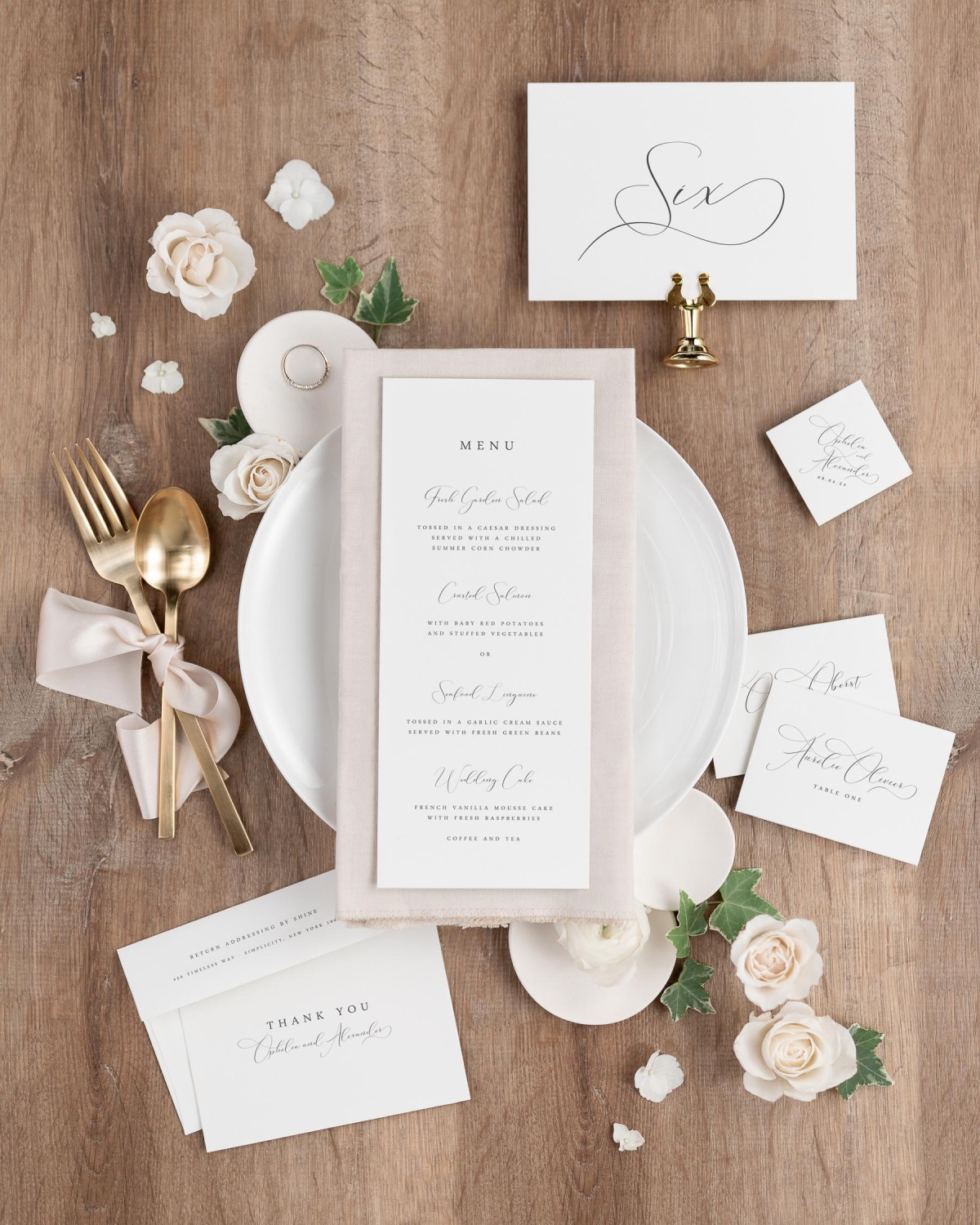 Multiple accessories matching our Ophelia design