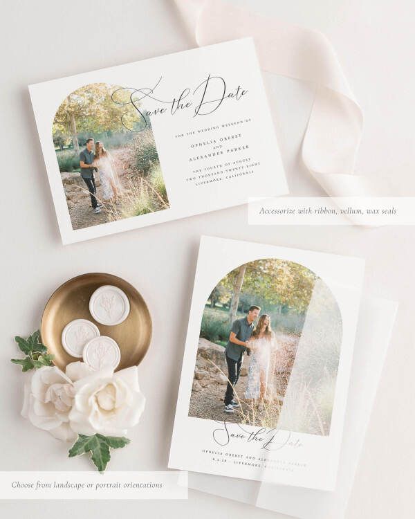 Ophelia Photo Save the Date with Silk Ribbon