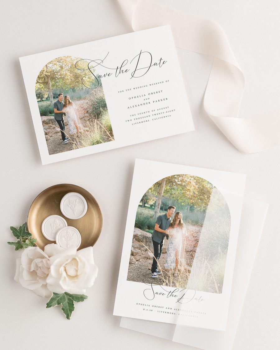 Ophelia Photo Save the Date with Silk Ribbon