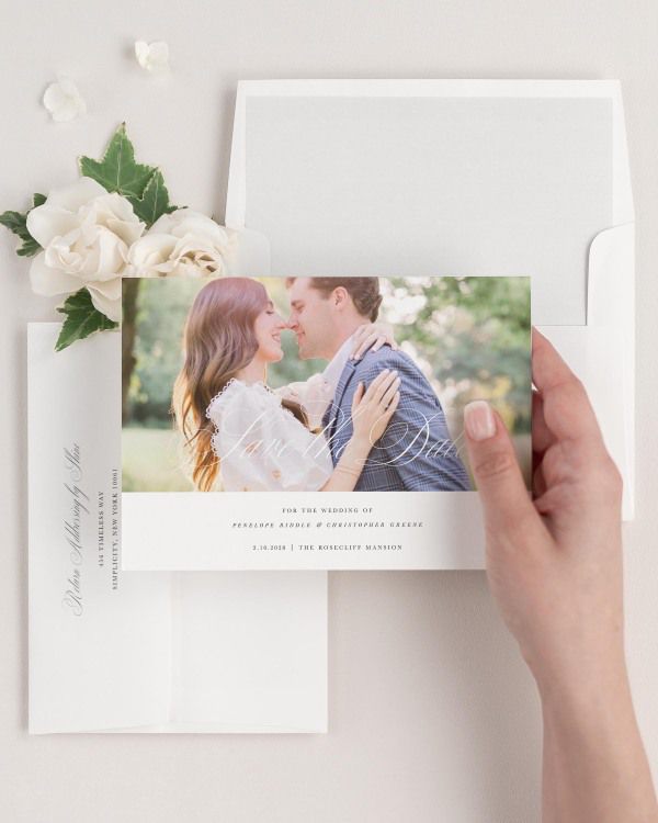 Penelope Photo Save the Dates with Envelope Liner