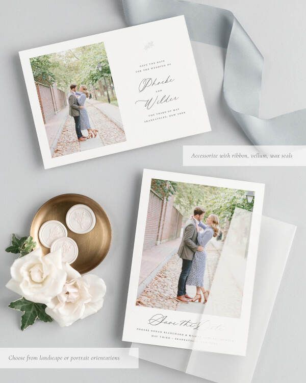 Phoebe Photo Save the Date with Silk Ribbon