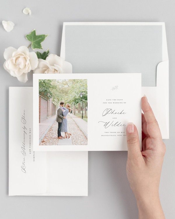 Phoebe Photo Save the Dates with Envelope Liner