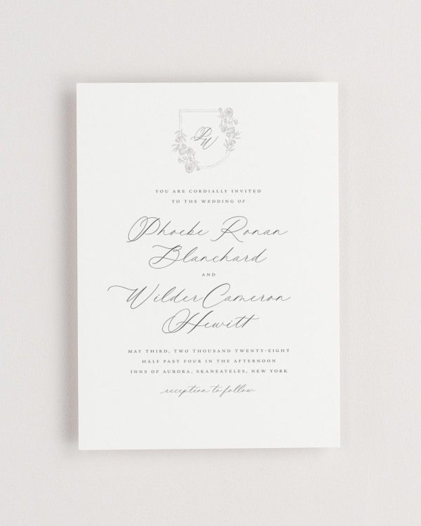 Simple close-up of Phoebe invitation.