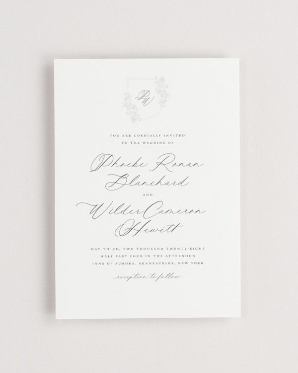Simple close-up of Phoebe invitation.