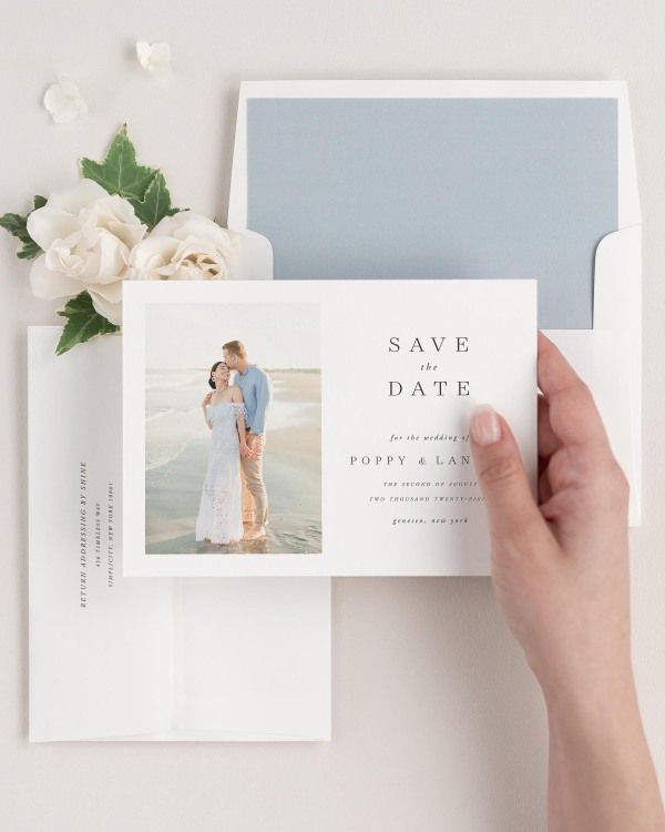 Poppy Photo Save the Dates with Envelope Liner