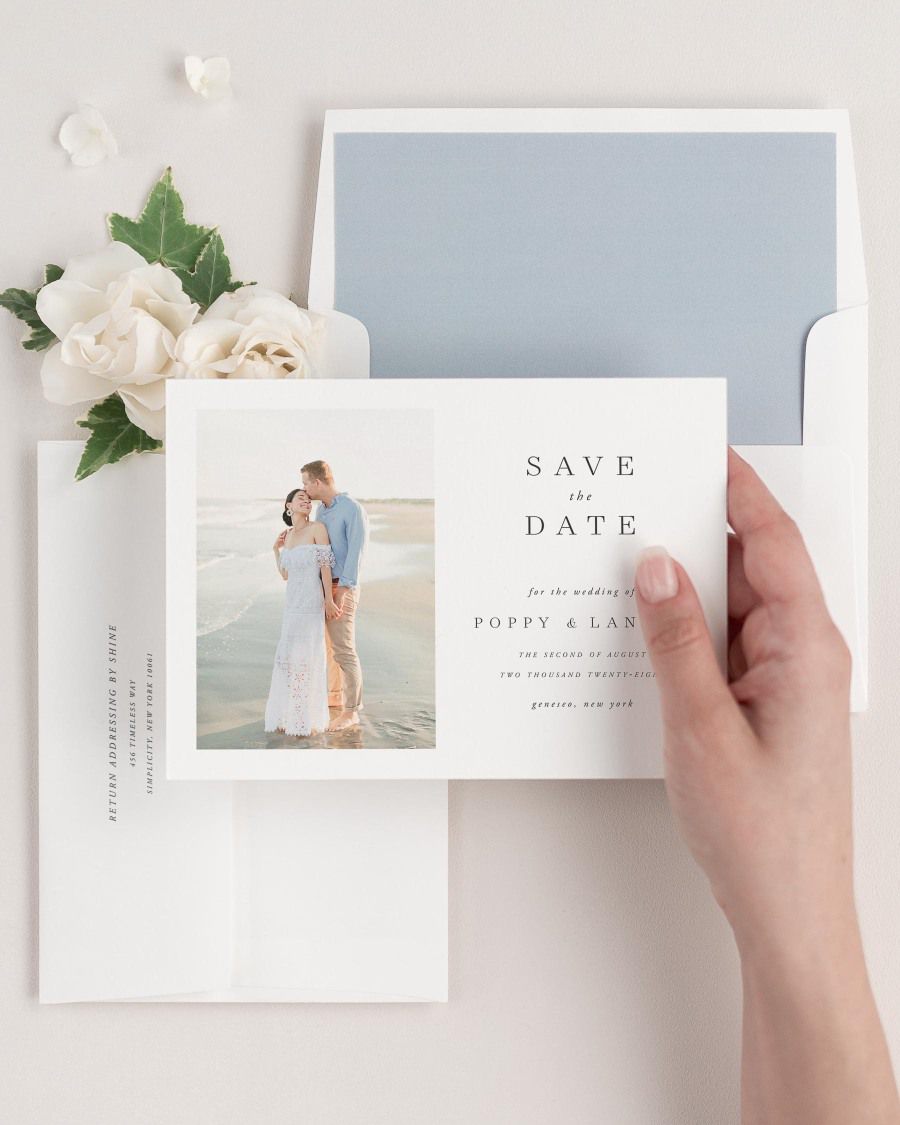 Poppy Photo Save the Dates with Envelope Liner