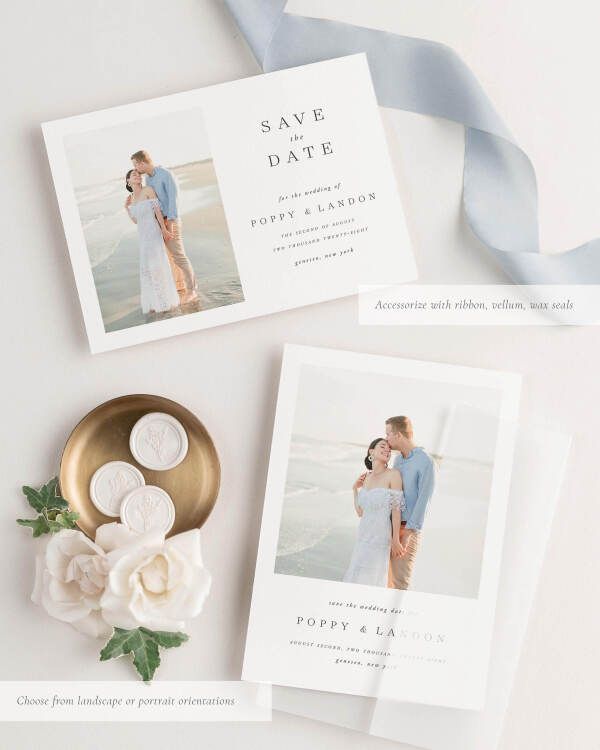 Poppy Photo Save the Date with Silk Ribbon