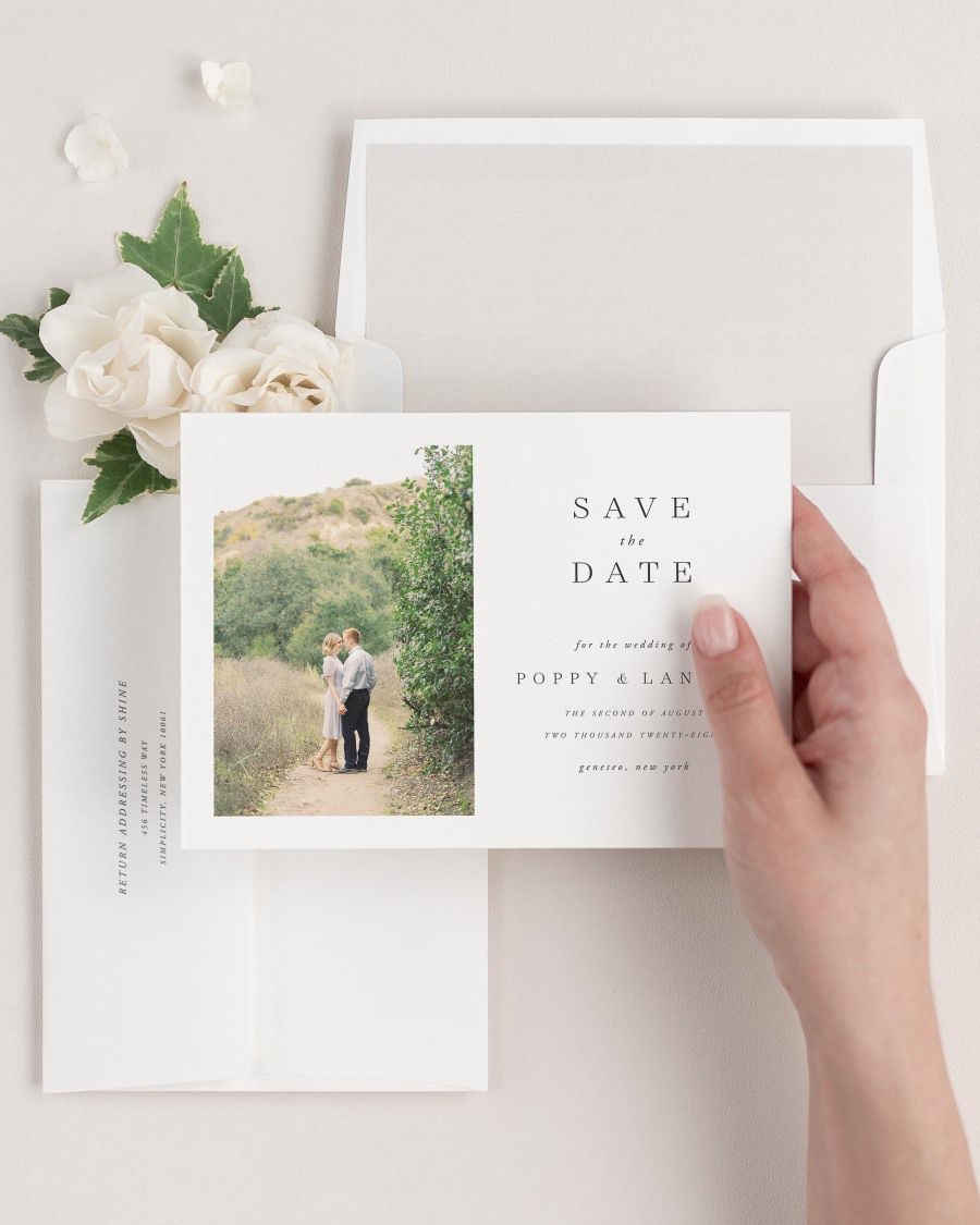 Poppy Photo Save the Dates with Envelope Liner