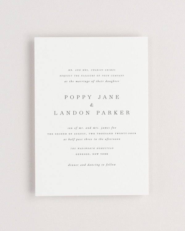 Simple close-up of Poppy invitation.