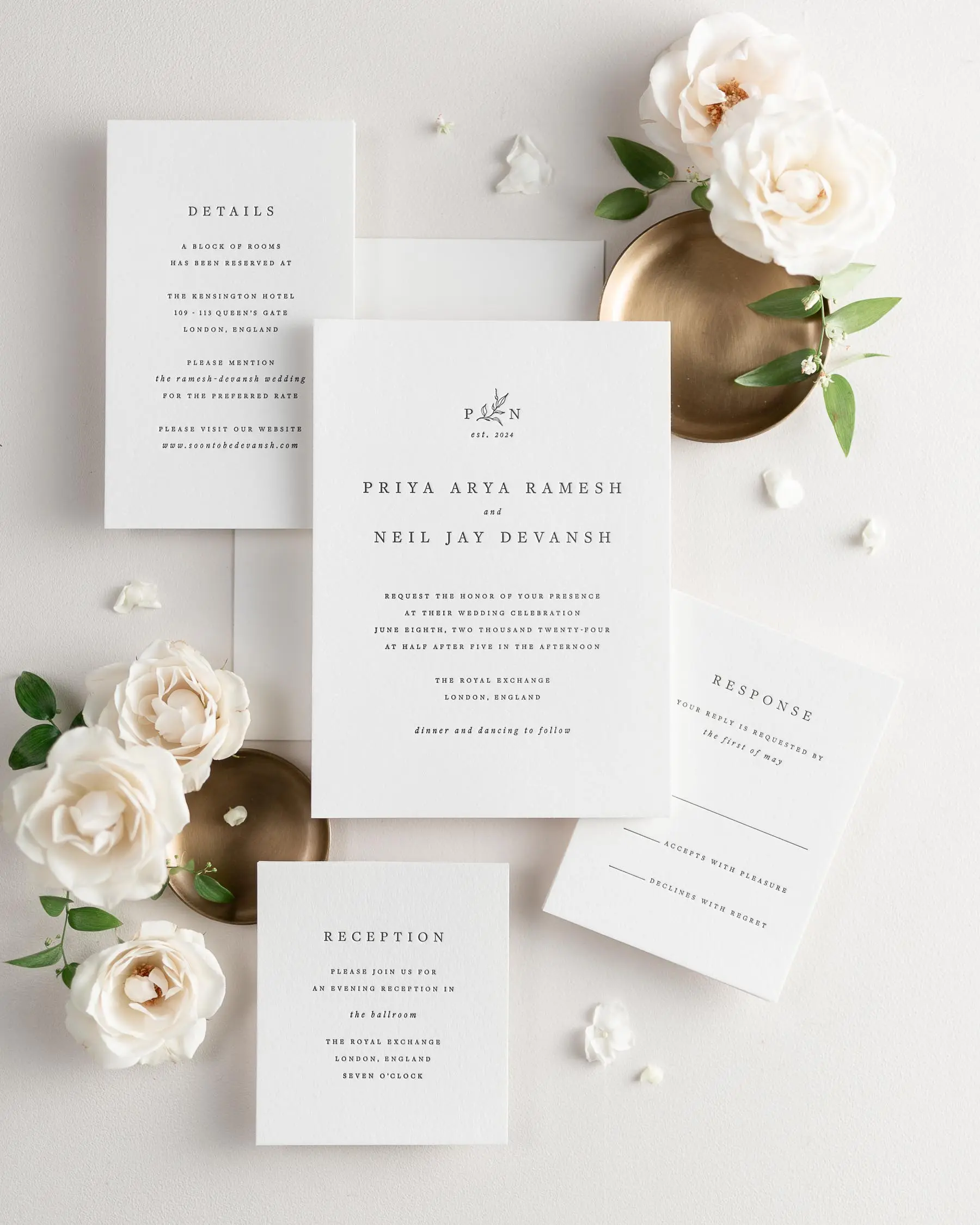 Priya Letterpress Wedding Invitation Suite