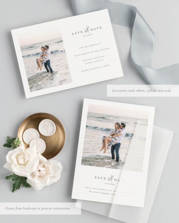 Priya Photo Save the Date with Silk Ribbon