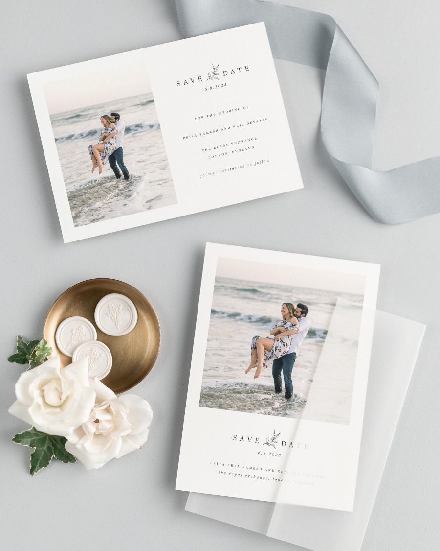 Priya Photo Save the Date with Silk Ribbon