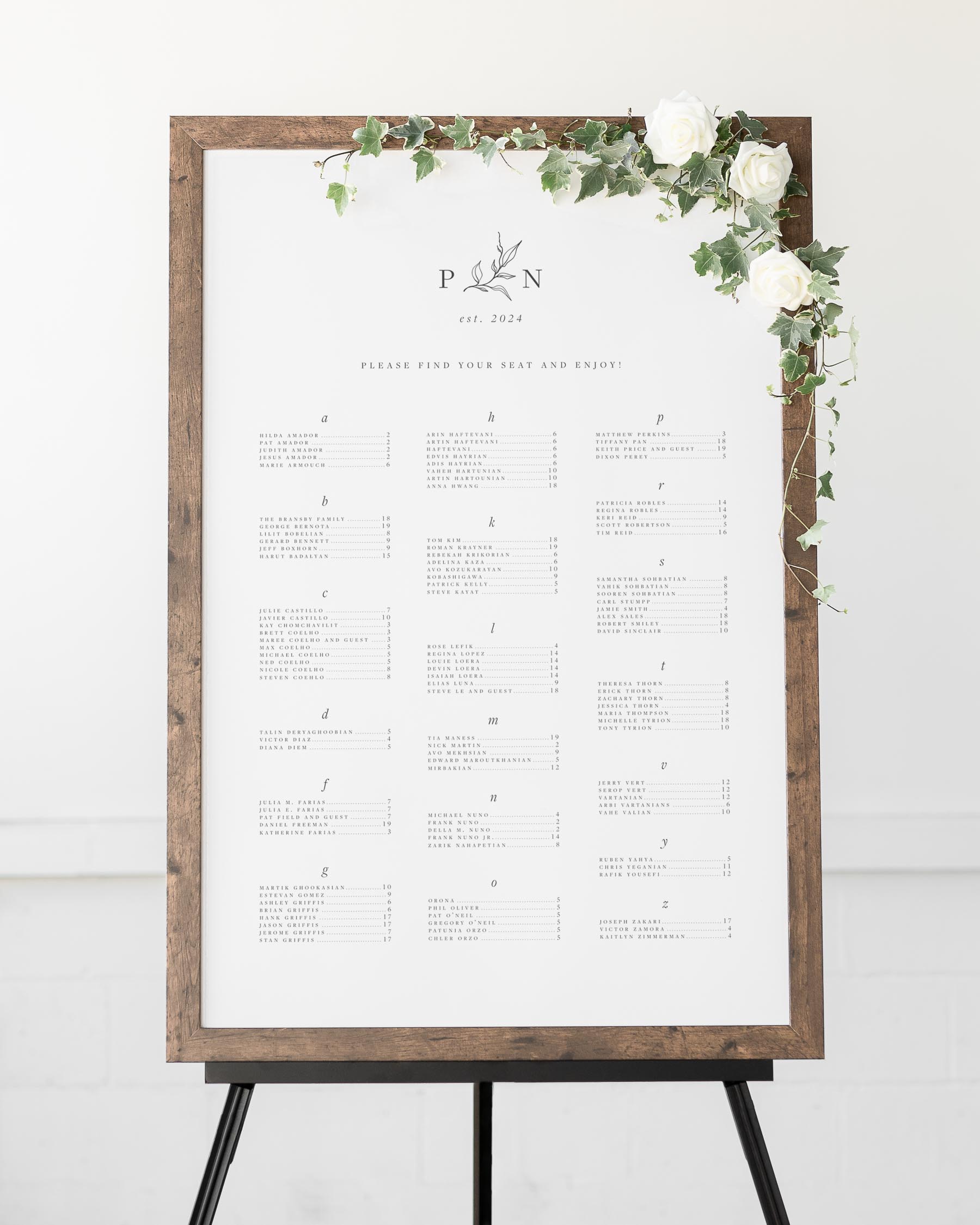 Priya Seating Charts