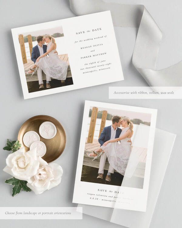 Reagan Photo Save the Date with Silk Ribbon