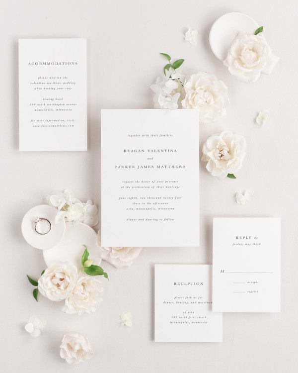 Reagan wedding invitations flat lay with