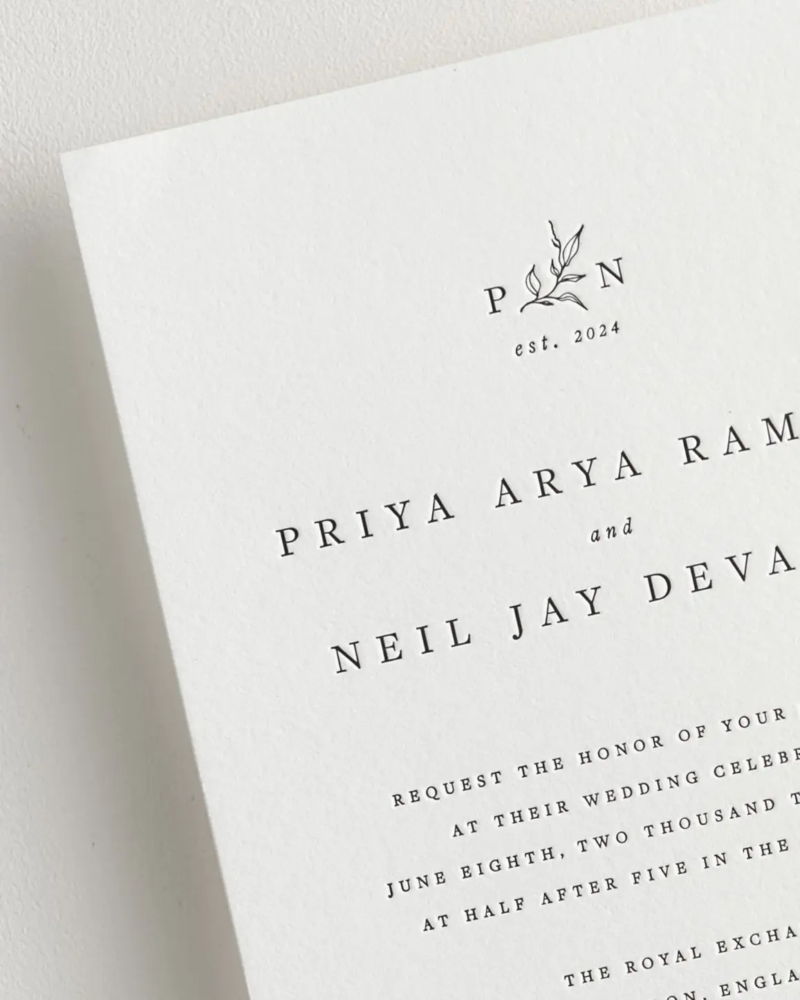 Priya Letterpress Invitation Monogram