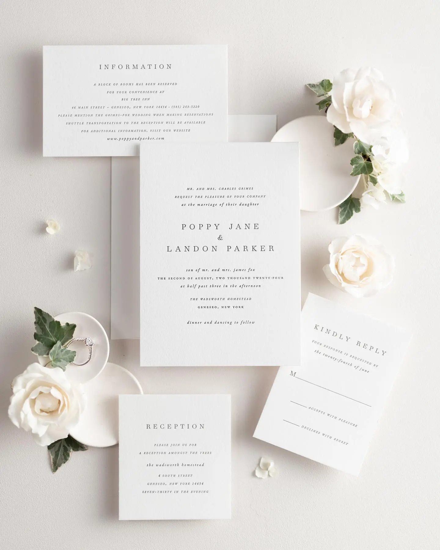 Poppy Letterpress Wedding Invitation Suite